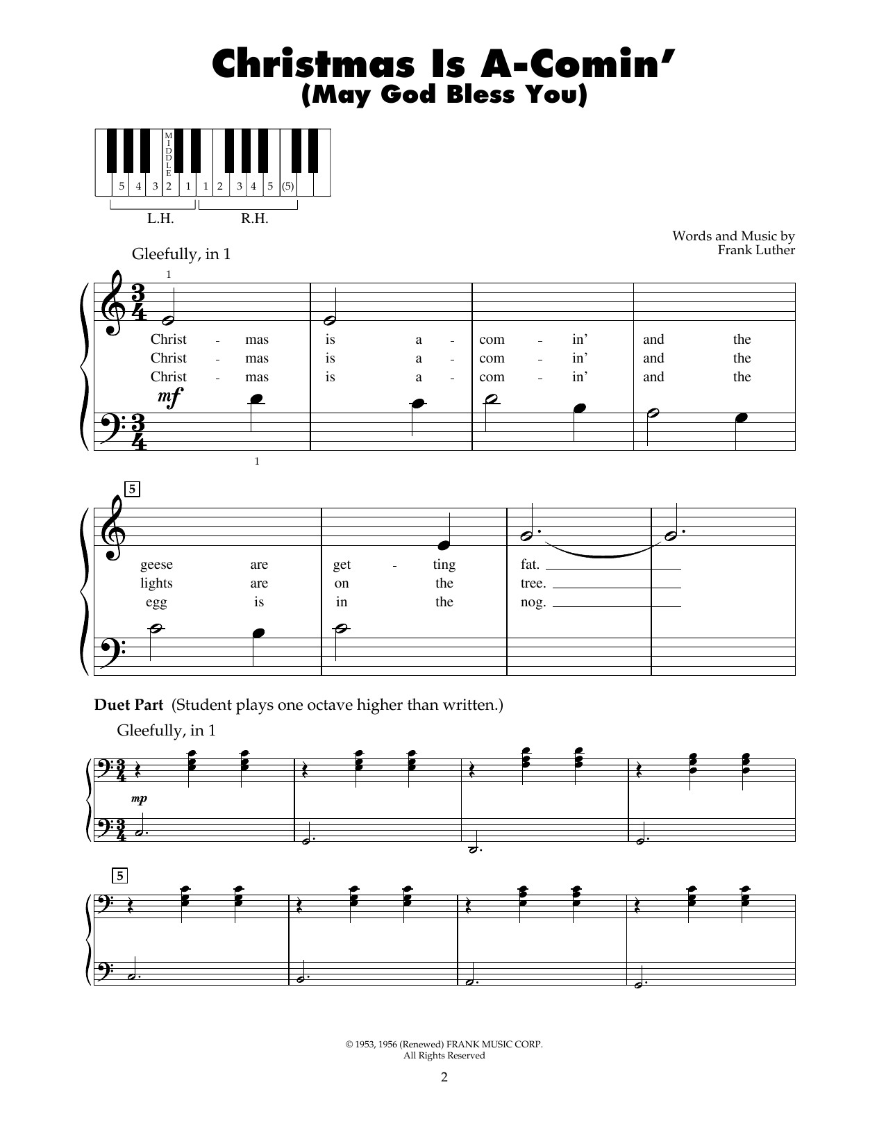 Frank Luther Christmas Is A-Comin' (May God Bless You) sheet music notes printable PDF score