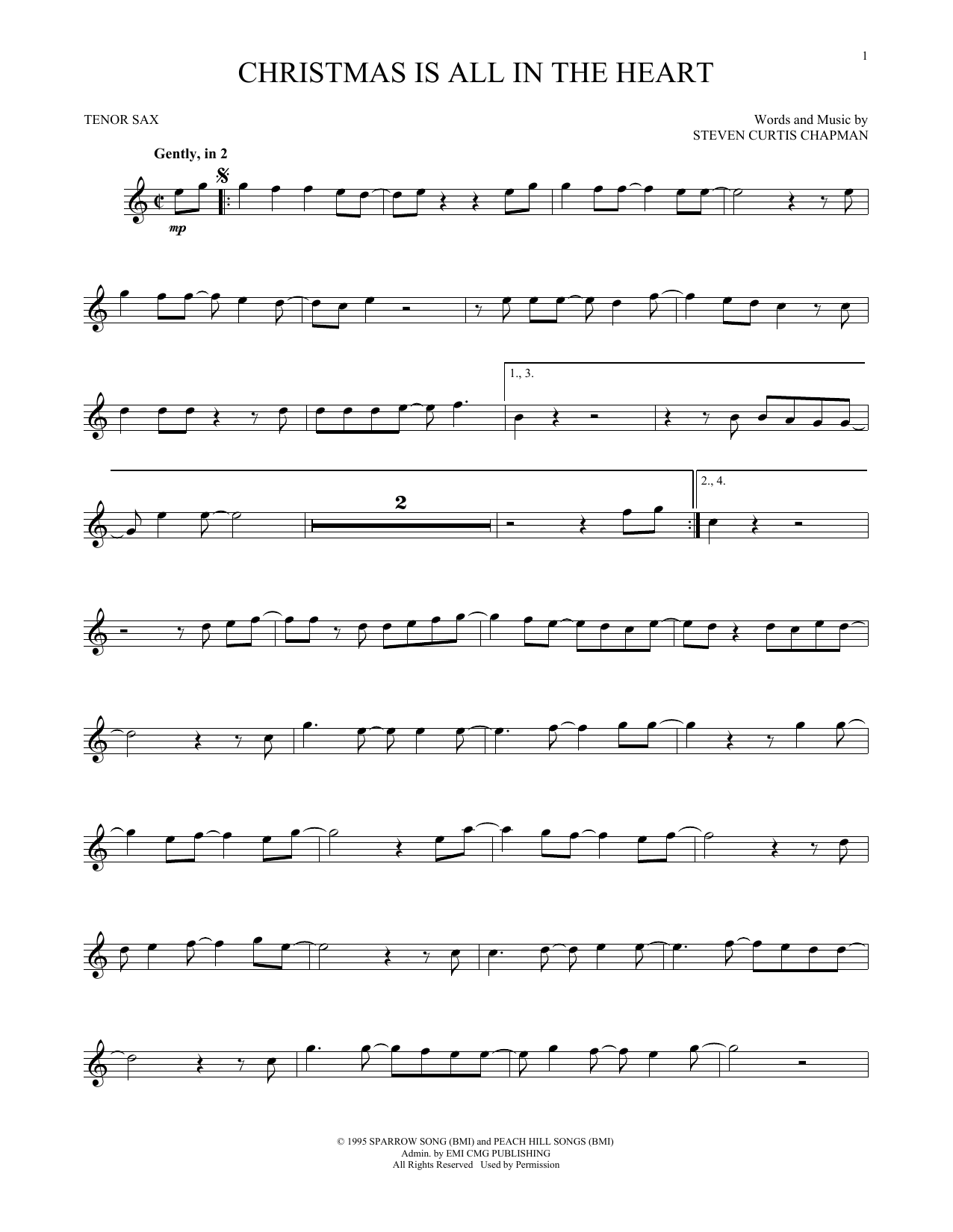 Download Steven Curtis Chapman Christmas Is All In The Heart Sheet Music