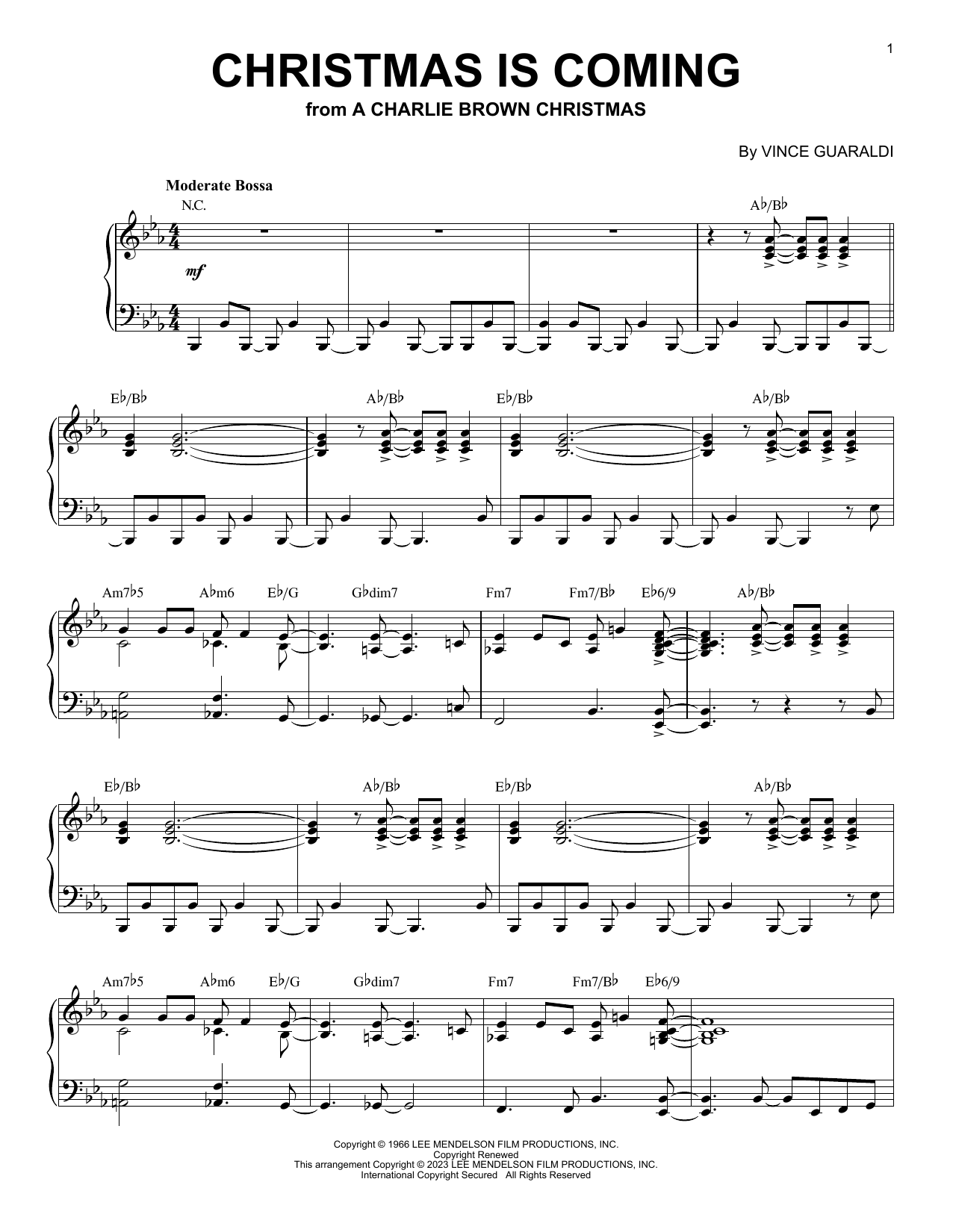Download Vince Guaraldi Christmas Is Coming [Jazz version] (arr Sheet Music