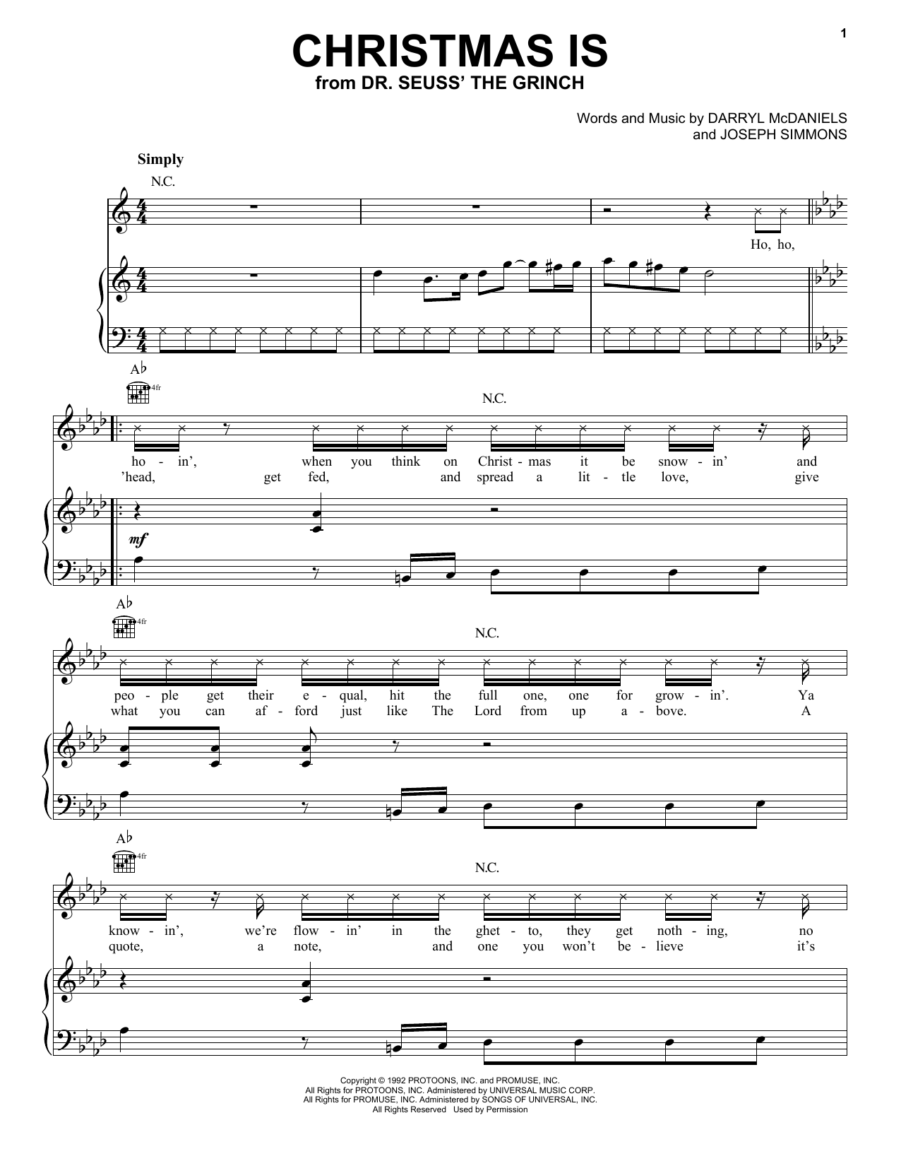 Download Run DMC Christmas Is (from The Grinch) Sheet Music