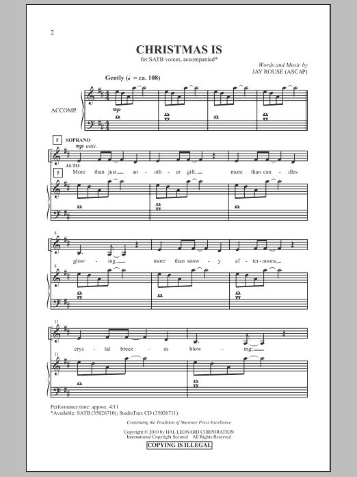 Download Jay Rouse Christmas Is Sheet Music