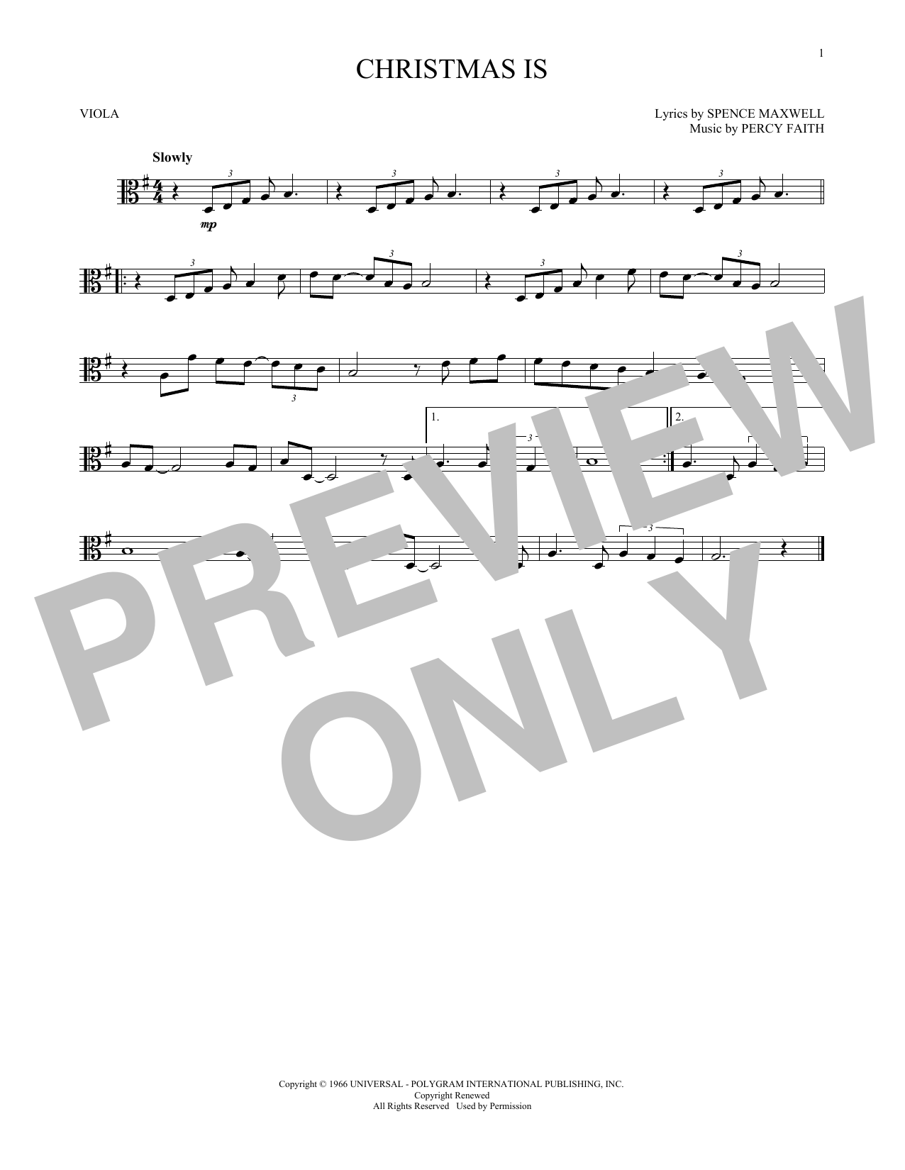 Download Percy Faith Christmas Is Sheet Music