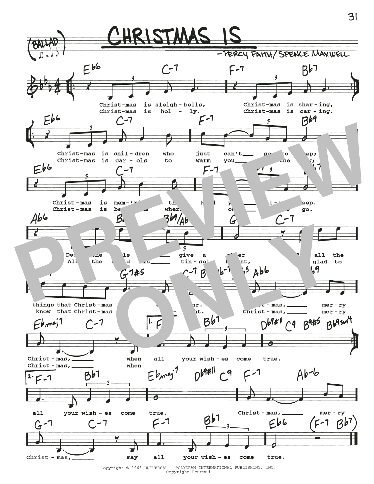 Download Spence Maxwell Christmas Is Sheet Music