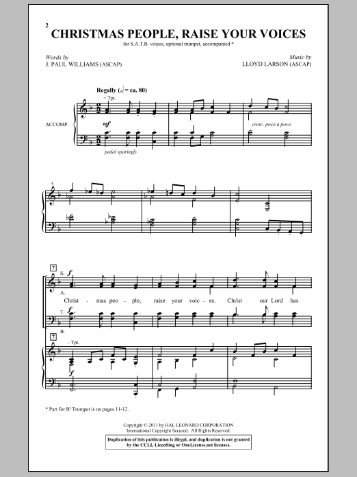 Download Lloyd Larson Christmas People, Raise Your Voices Sheet Music