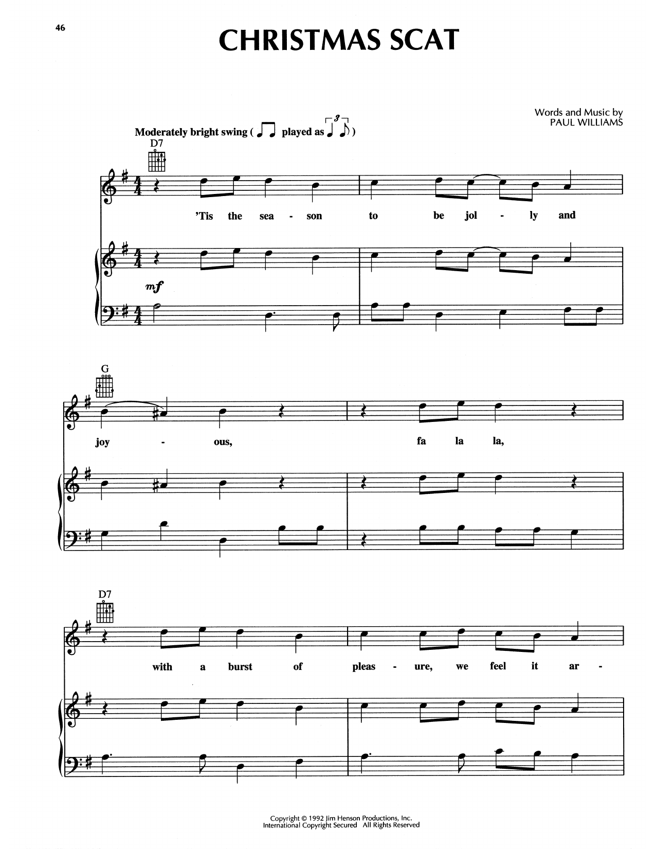 Download Paul Williams Christmas Scat (from The Muppet Christm Sheet Music