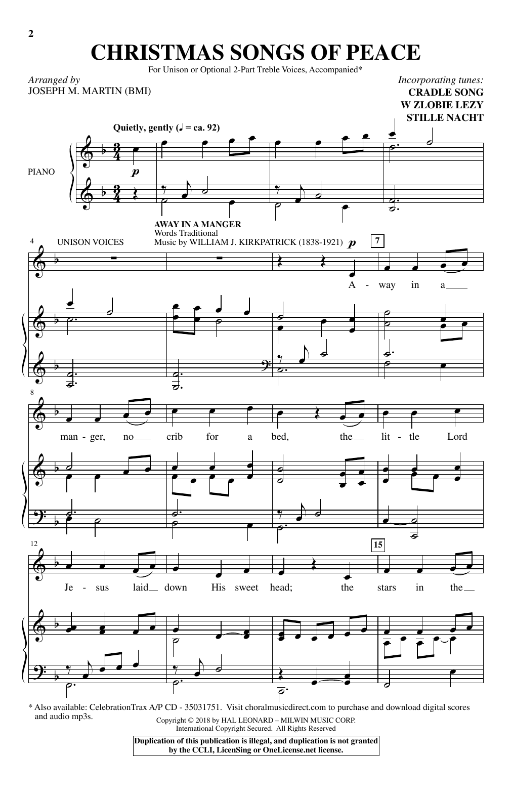Download Joseph M. Martin Christmas Songs Of Peace Sheet Music