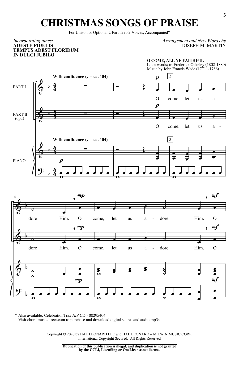 Download Traditional Christmas Songs Of Praise (arr. Joseph Sheet Music