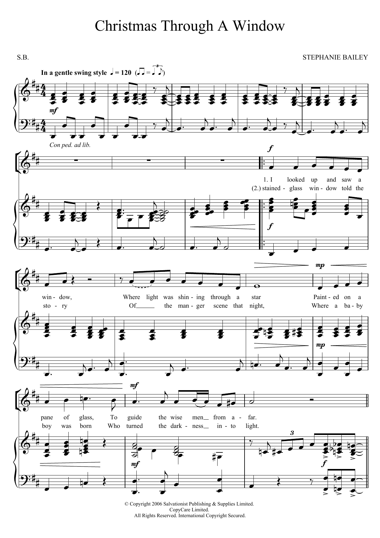 Download The Salvation Army Christmas Through A Window Sheet Music