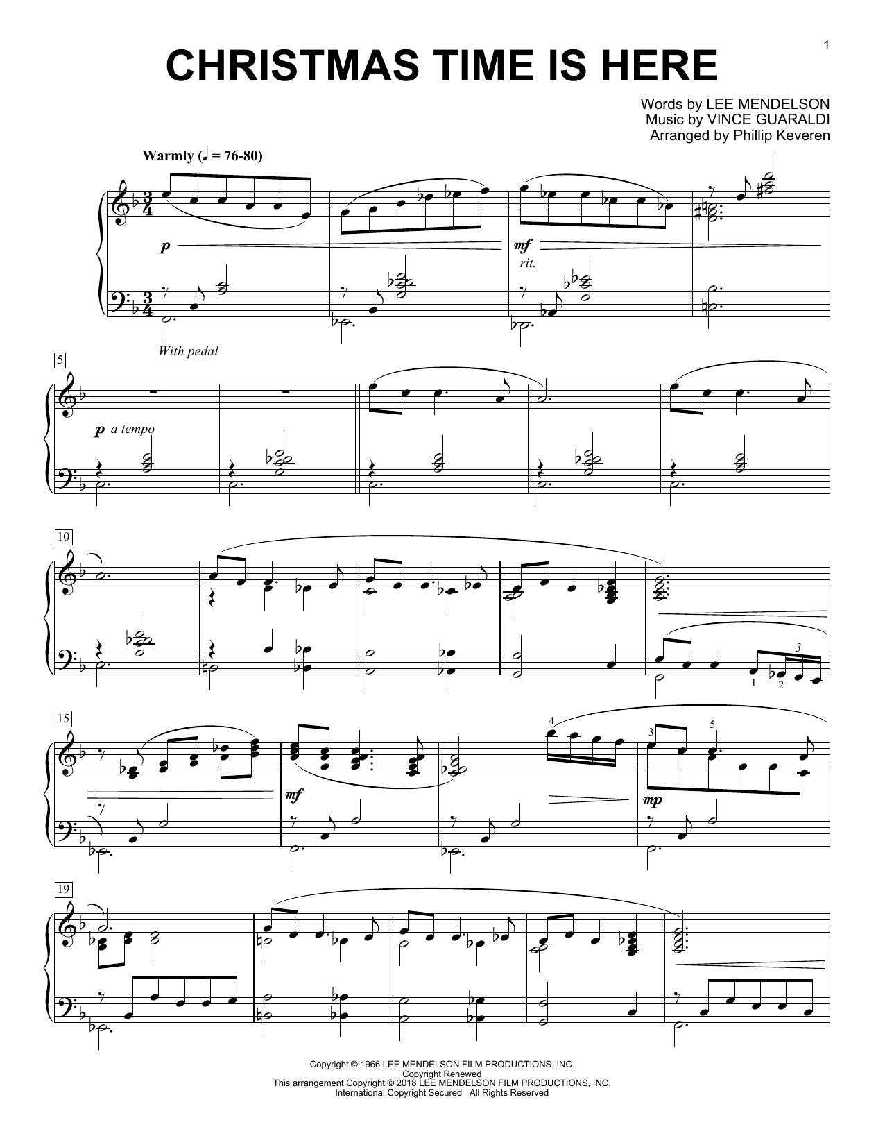 Download Phillip Keveren Christmas Time Is Here Sheet Music