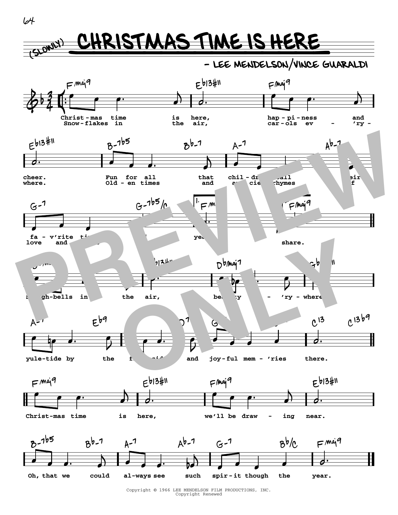 Download Vince Guaraldi Christmas Time Is Here (High Voice) Sheet Music