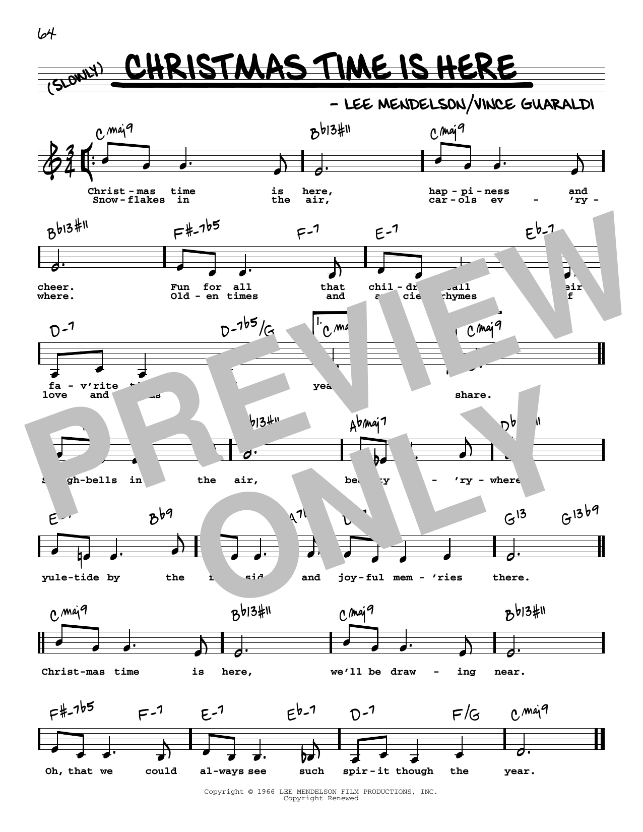 Download Vince Guaraldi Christmas Time Is Here (Low Voice) Sheet Music