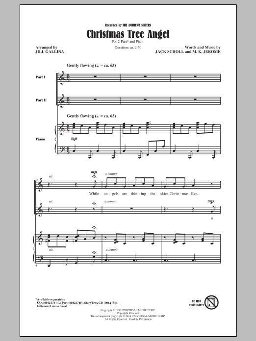 Download The Andrews Sisters Christmas Tree Angel (arr. Jill Gallina Sheet Music