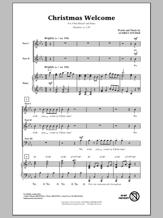 Download Audrey Snyder Christmas Welcome Sheet Music