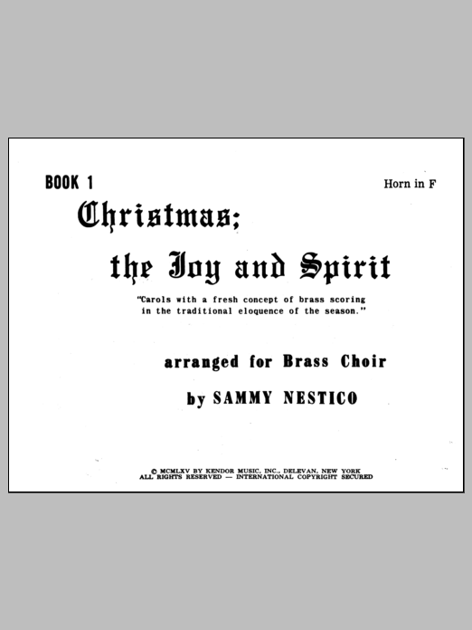 Download Nestico Christmas; The Joy & Spirit- Book 1/Hor Sheet Music