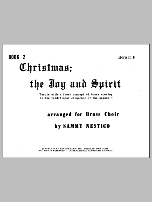Download Nestico Christmas; The Joy & Spirit- Book 2/Hor Sheet Music