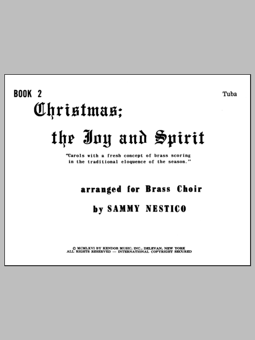 Download Nestico Christmas; The Joy & Spirit- Book 2/Tub Sheet Music