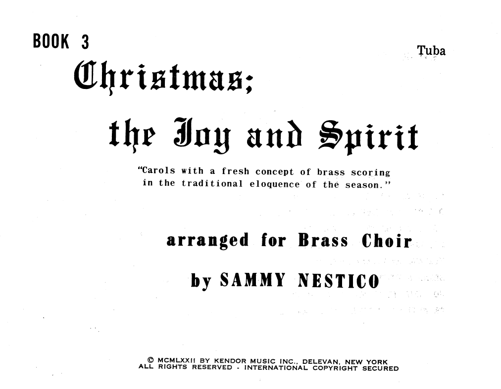 Download Sammy Nestico Christmas; The Joy & Spirit- Book 3/Tub Sheet Music