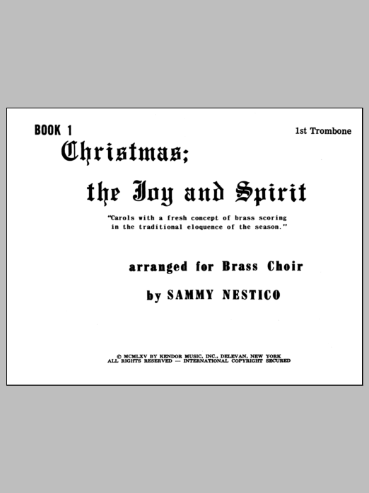 Download Nestico Christmas; The Joy & Spirit - Book 1/1s Sheet Music