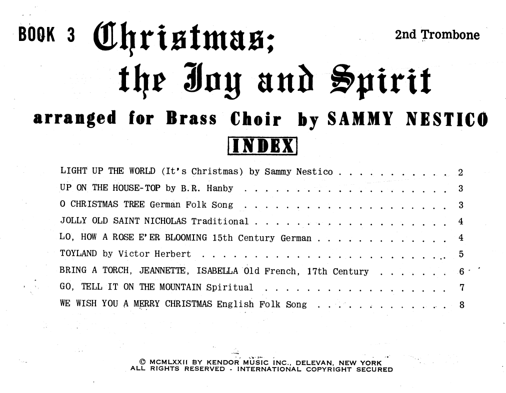 Download Sammy Nestico Christmas; The Joy & Spirit - Book 3/2n Sheet Music