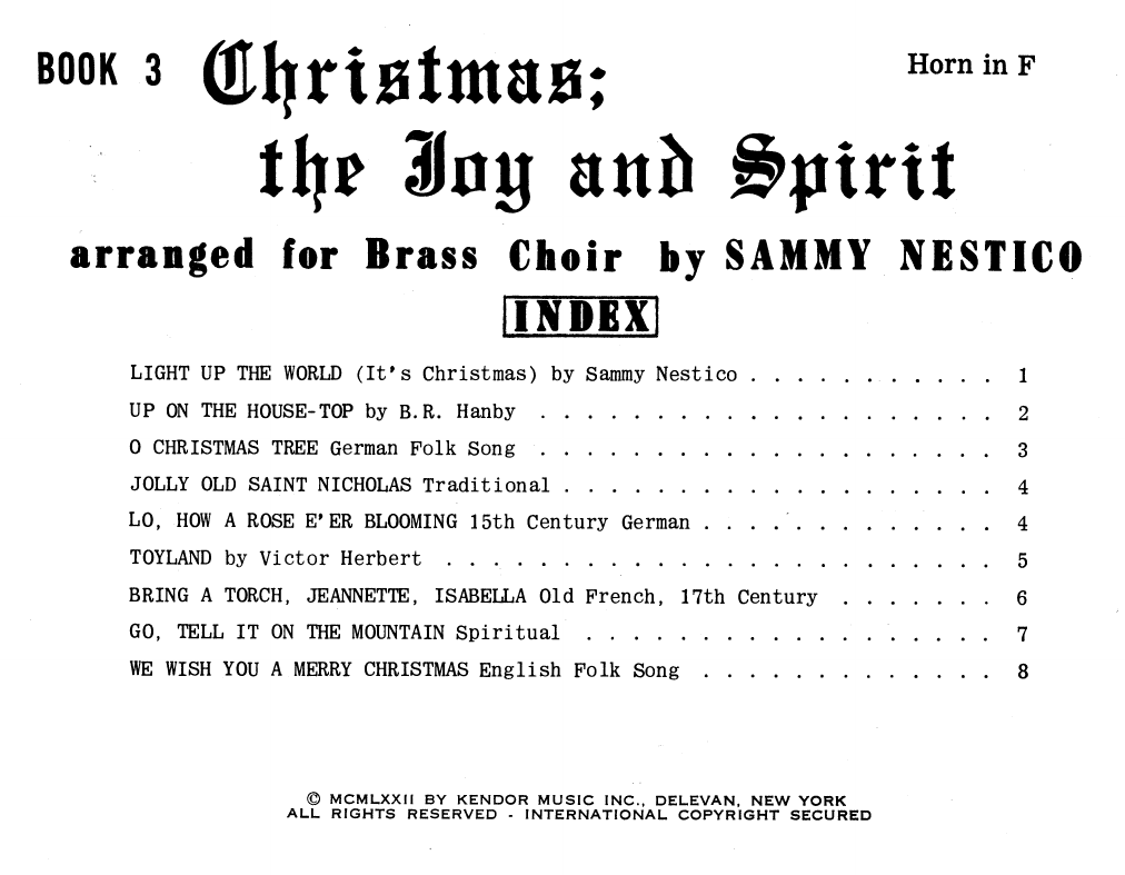 Download Sammy Nestico Christmas; The Joy & Spirit - Book 3/Ho Sheet Music