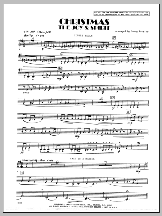 Download Nestico Christmas; The Joy & Spirit - Trumpet 4 Sheet Music