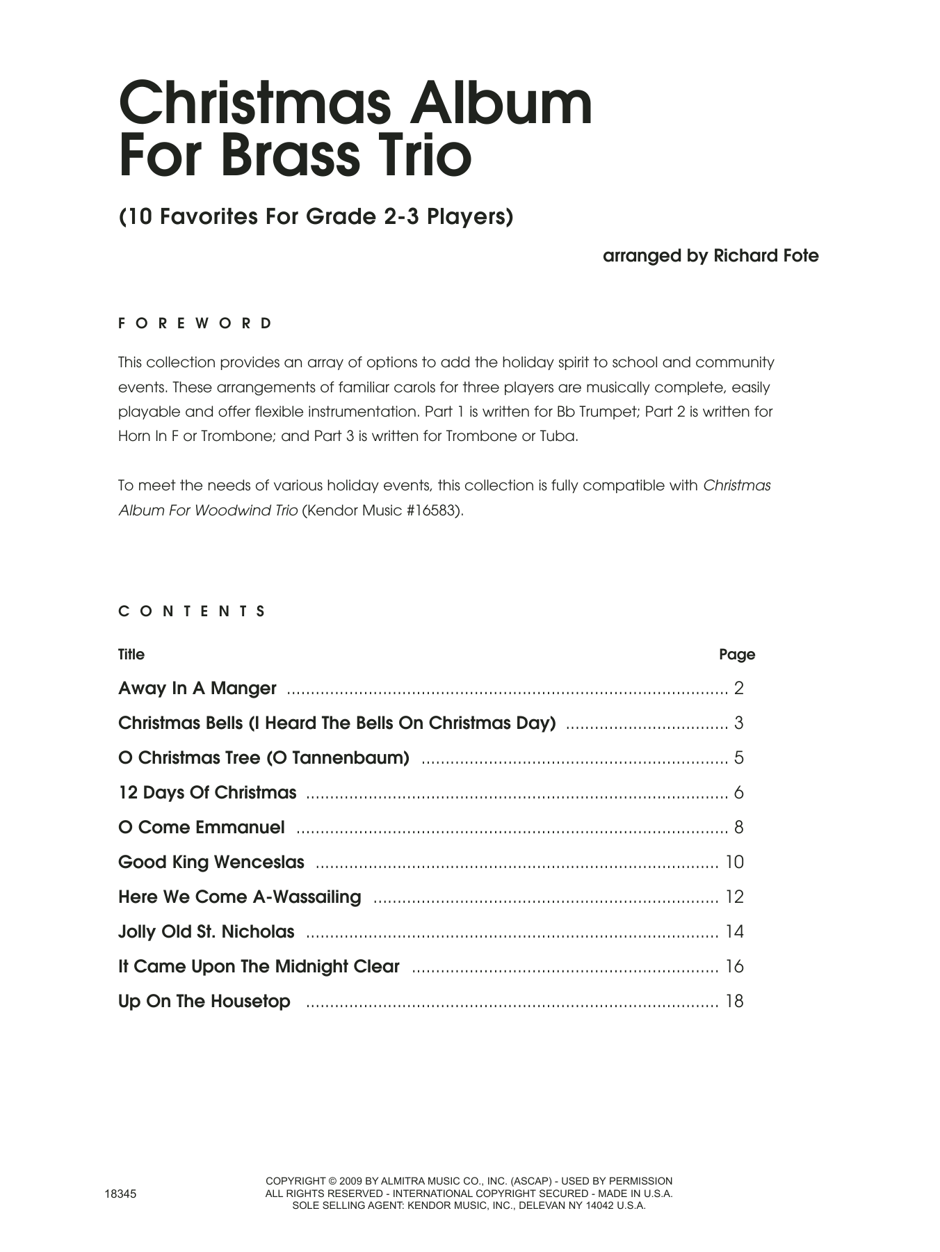 Download Fote Christmas Album For Brass Trio - Full S Sheet Music