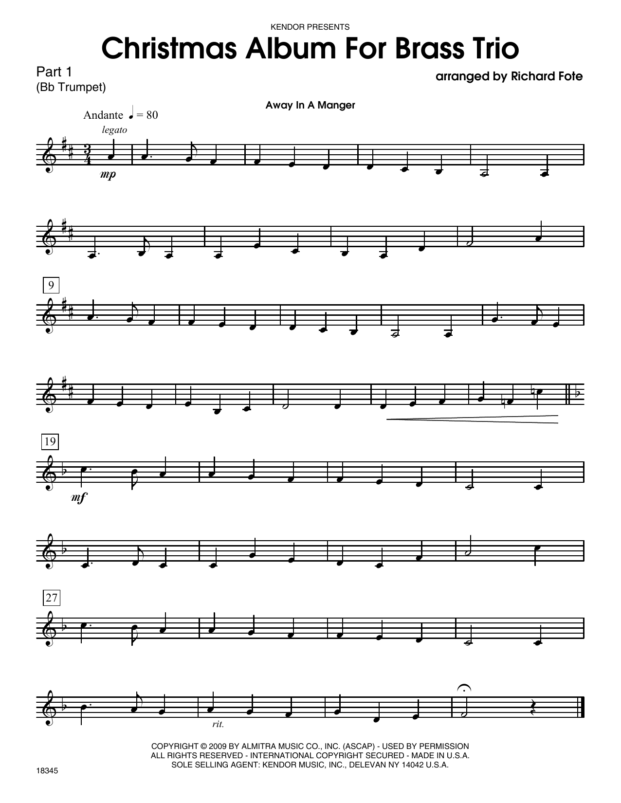 Download Fote Christmas Album For Brass Trio - Part 1 Sheet Music