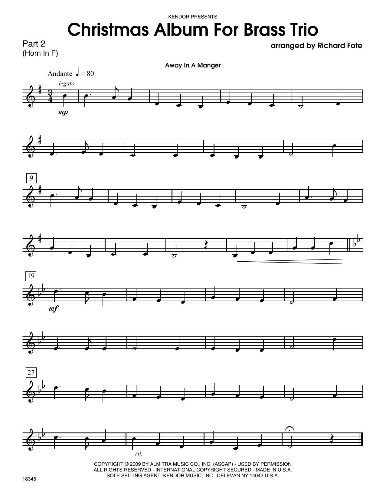 Download Fote Christmas Album For Brass Trio - Part 2 Sheet Music