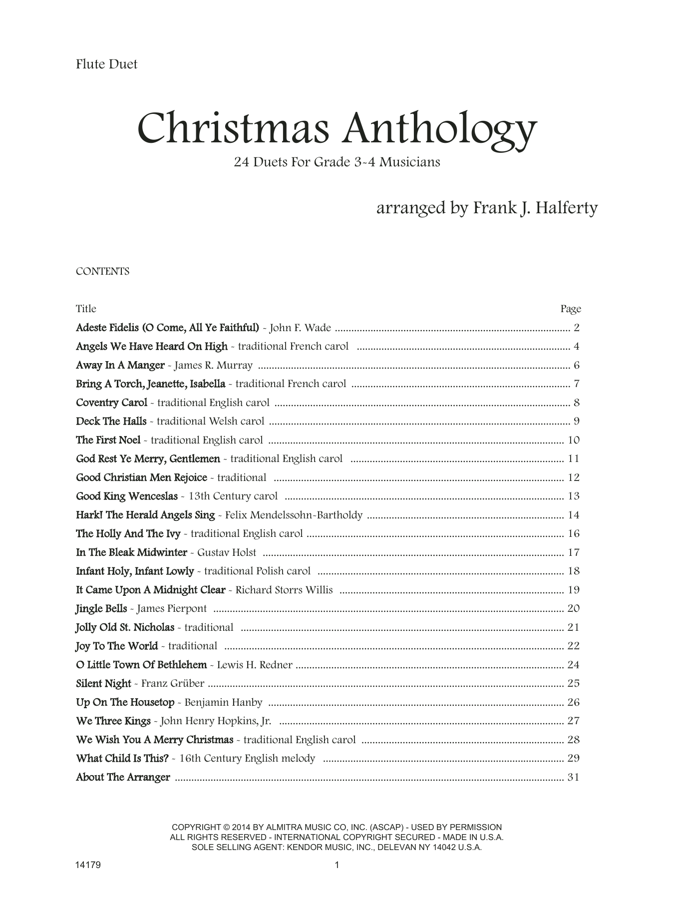 Download Frank J. Halferty Christmas Anthology (24 Duets For Grade Sheet Music