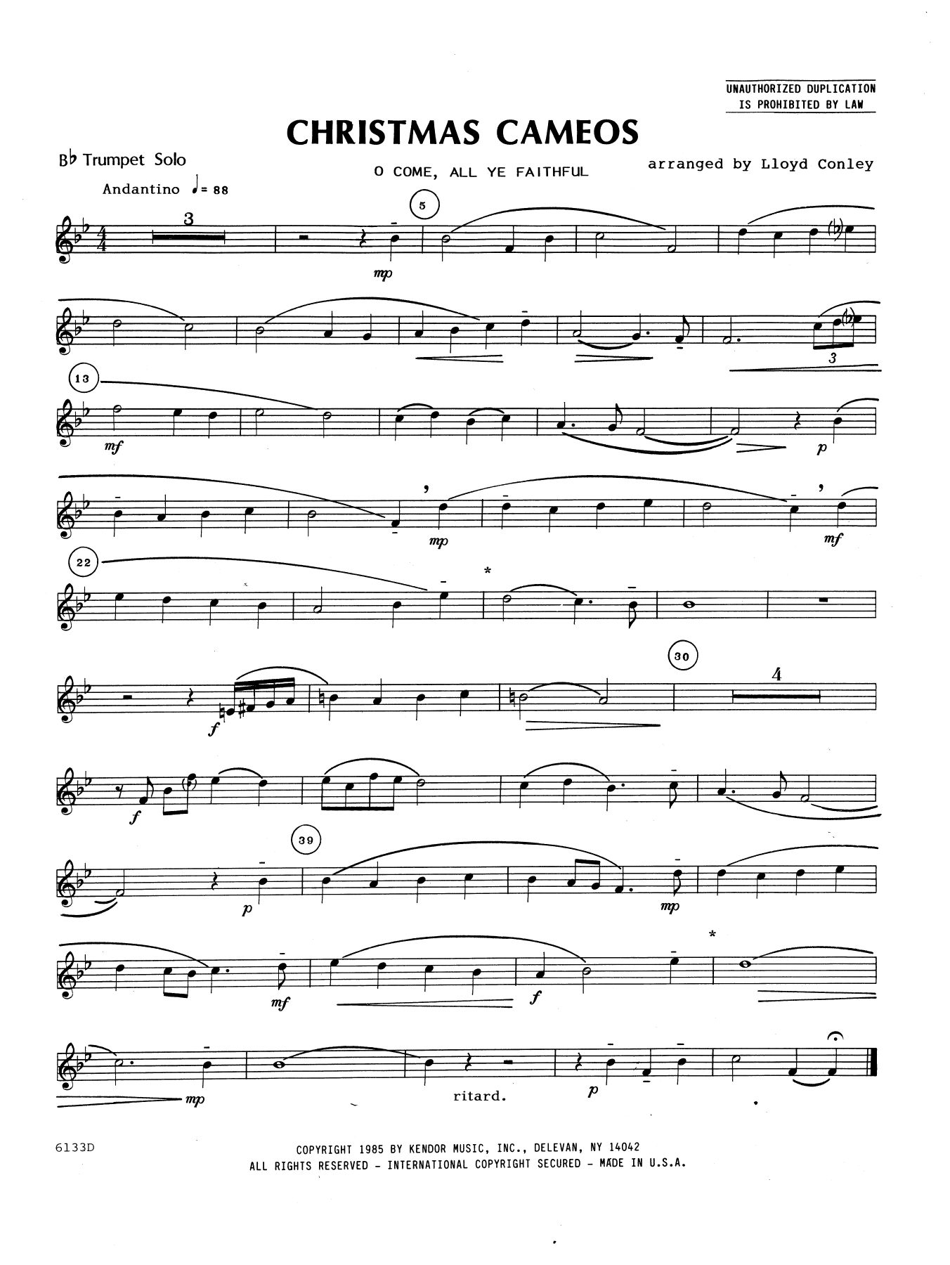 Download Lloyd Conley Christmas Cameos - Bb Trumpet Sheet Music
