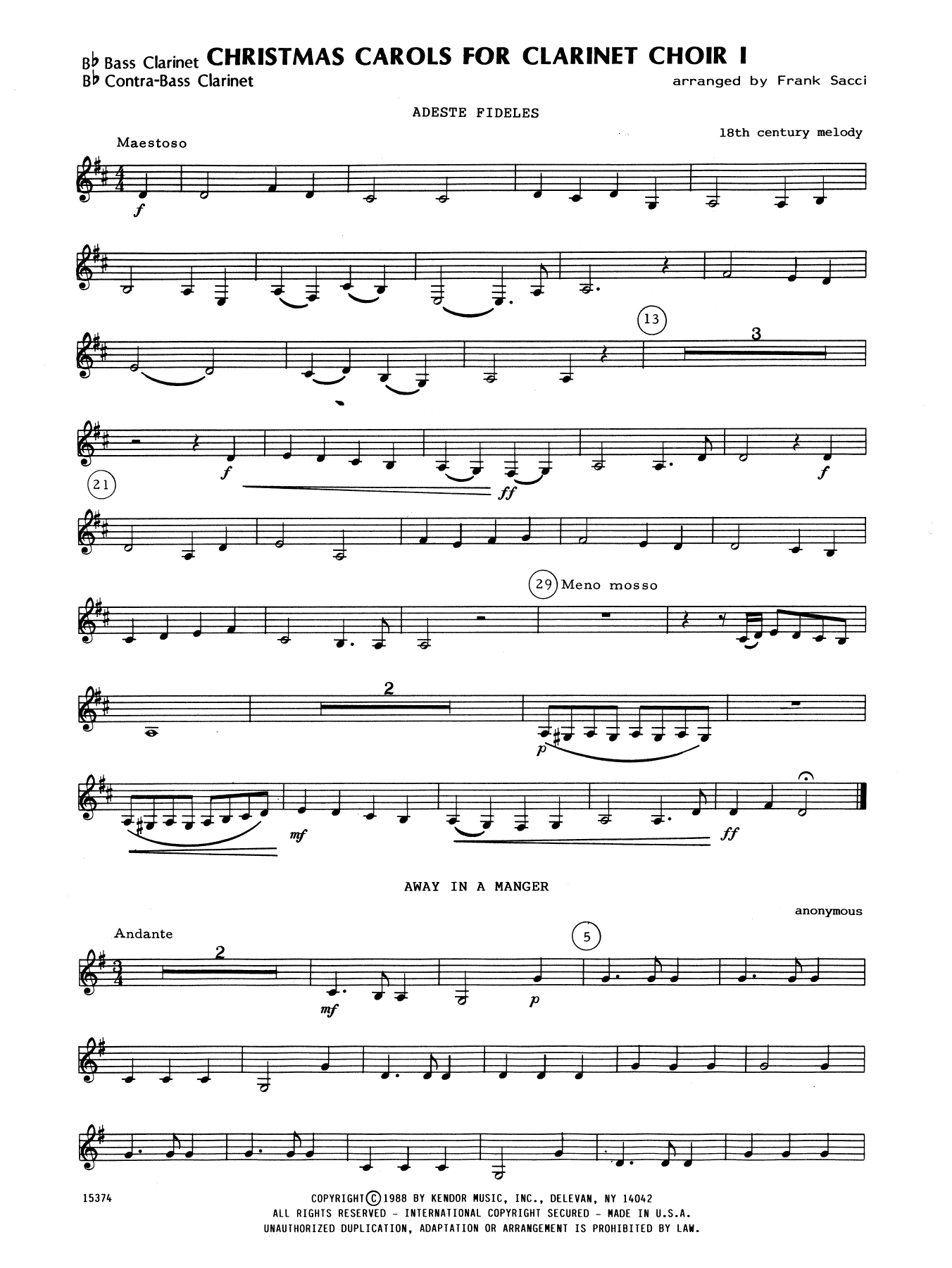 Download Frank Sacci Christmas Carols For Clarinet Choir I - Sheet Music