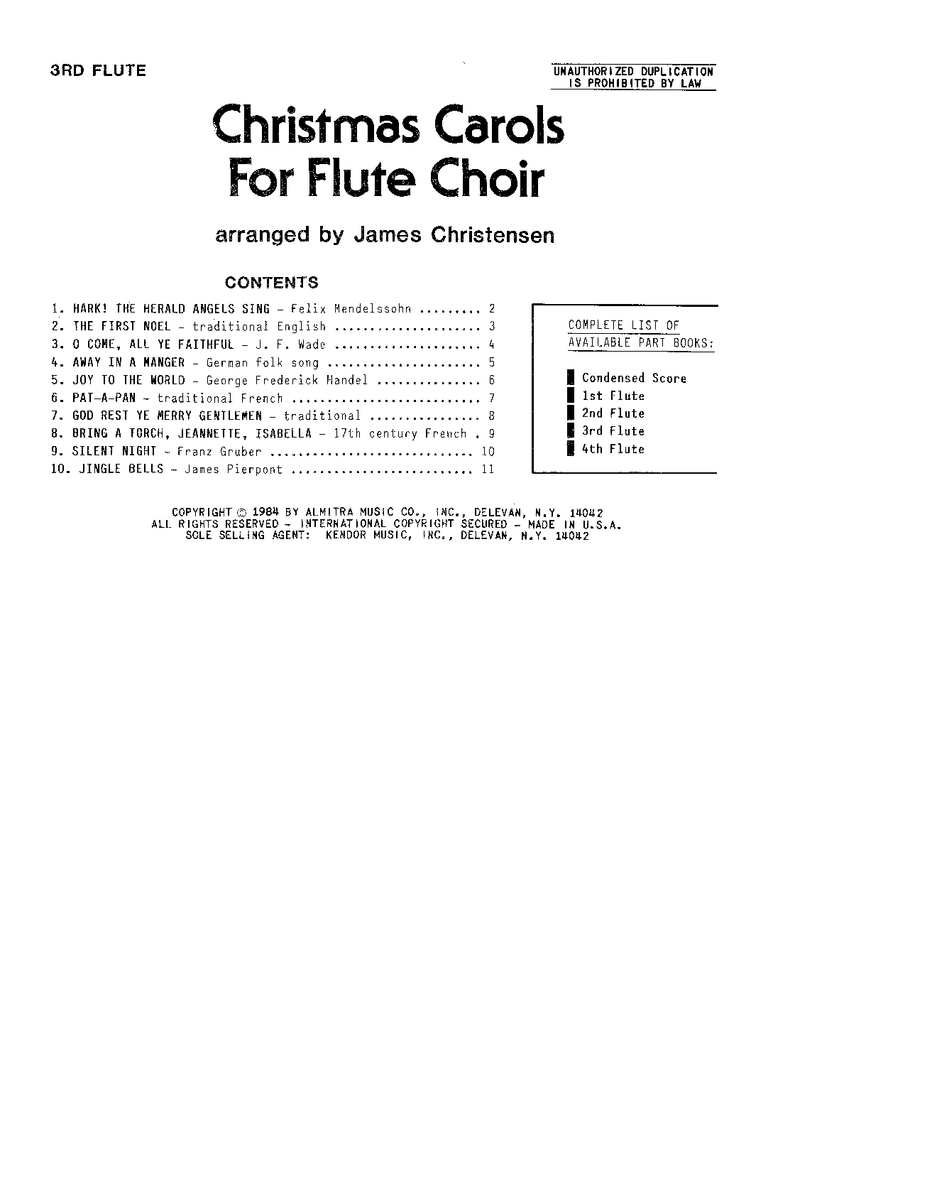 Download James Christensen Christmas Carols For Flute Choir - 3rd Sheet Music