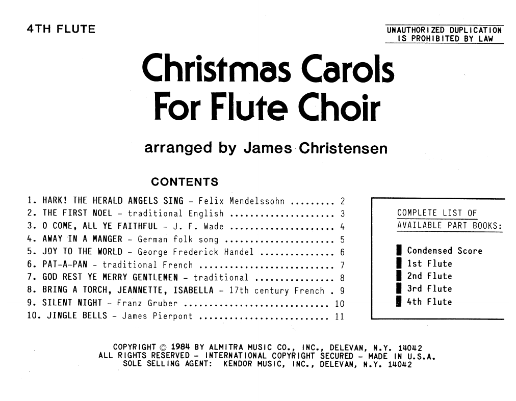 Download James Chrsitensen Christmas Carols For Flute Choir - 4th Sheet Music