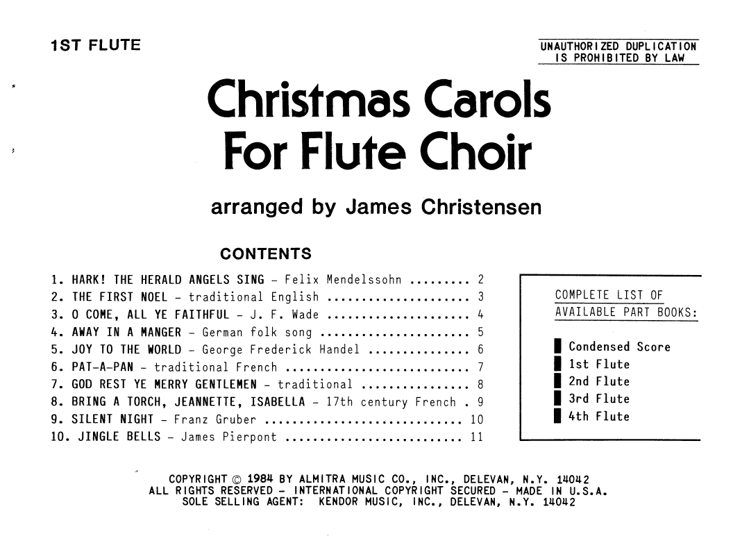 Download James Christensen Christmas Carols For Flute Choir/1st Fl Sheet Music