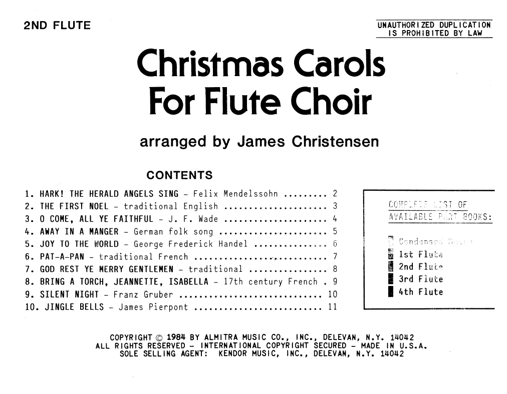 Download James Christensen Christmas Carols For Flute Choir (2nd F Sheet Music