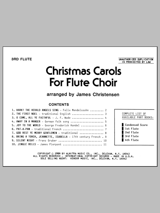 Download Christensen Christmas Carols For Flute Choir/Cond S Sheet Music