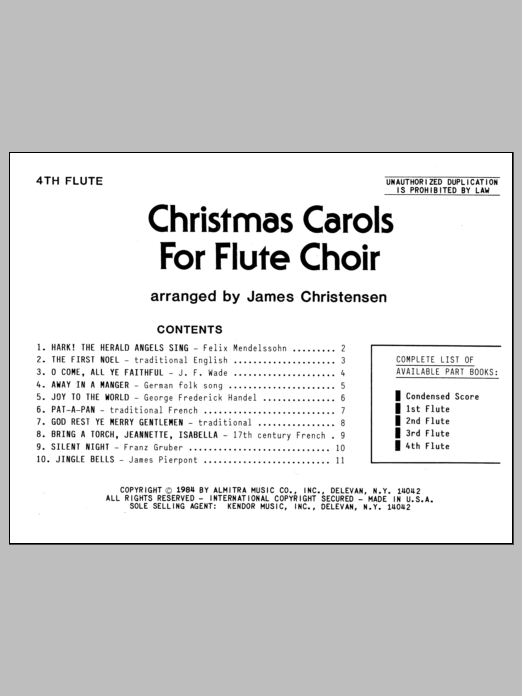 Download Christensen Christmas Carols For Flute Choir/Cond S Sheet Music