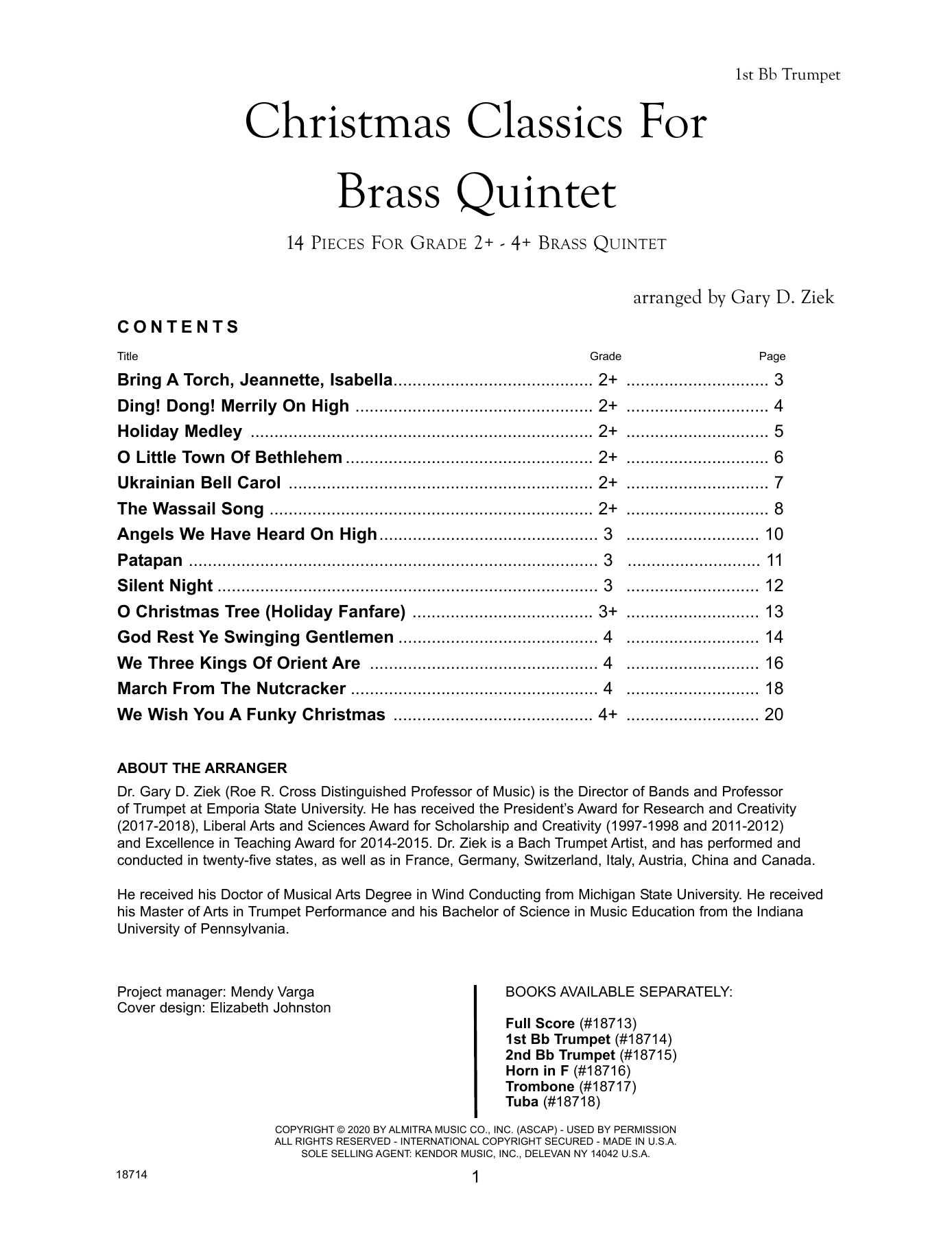 Download Gary Ziek Christmas Classics For Brass Quintet - Sheet Music