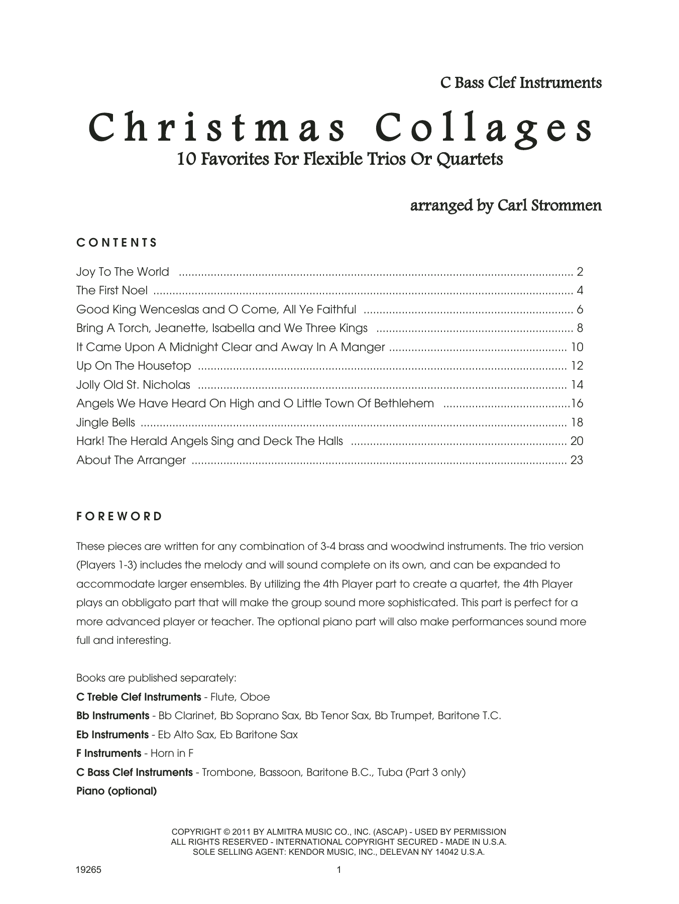 Download Strommen Christmas Collages - C Bass Clef Instru Sheet Music