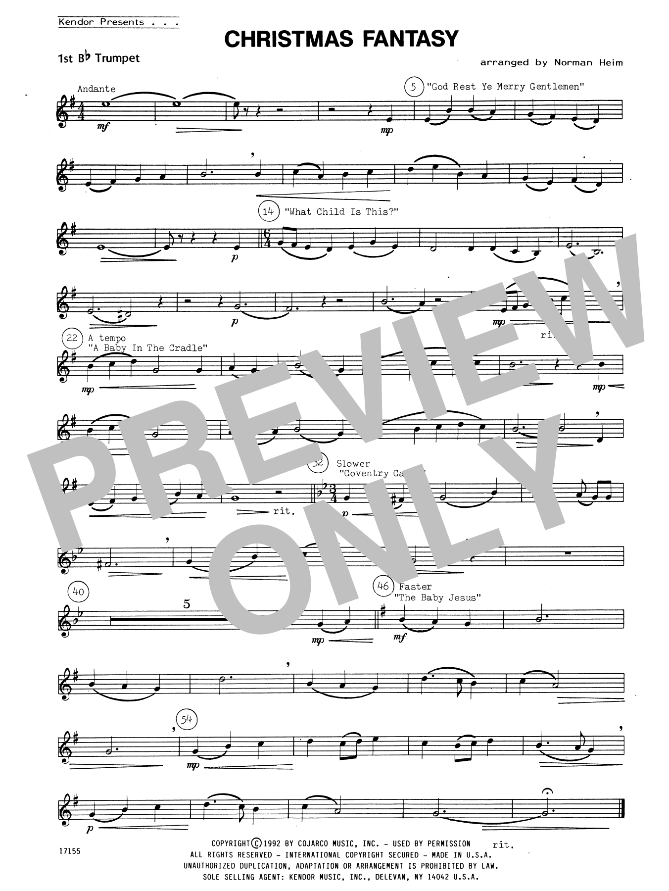 Download Norman Heim Christmas Fantasy - 1st Bb Trumpet Sheet Music