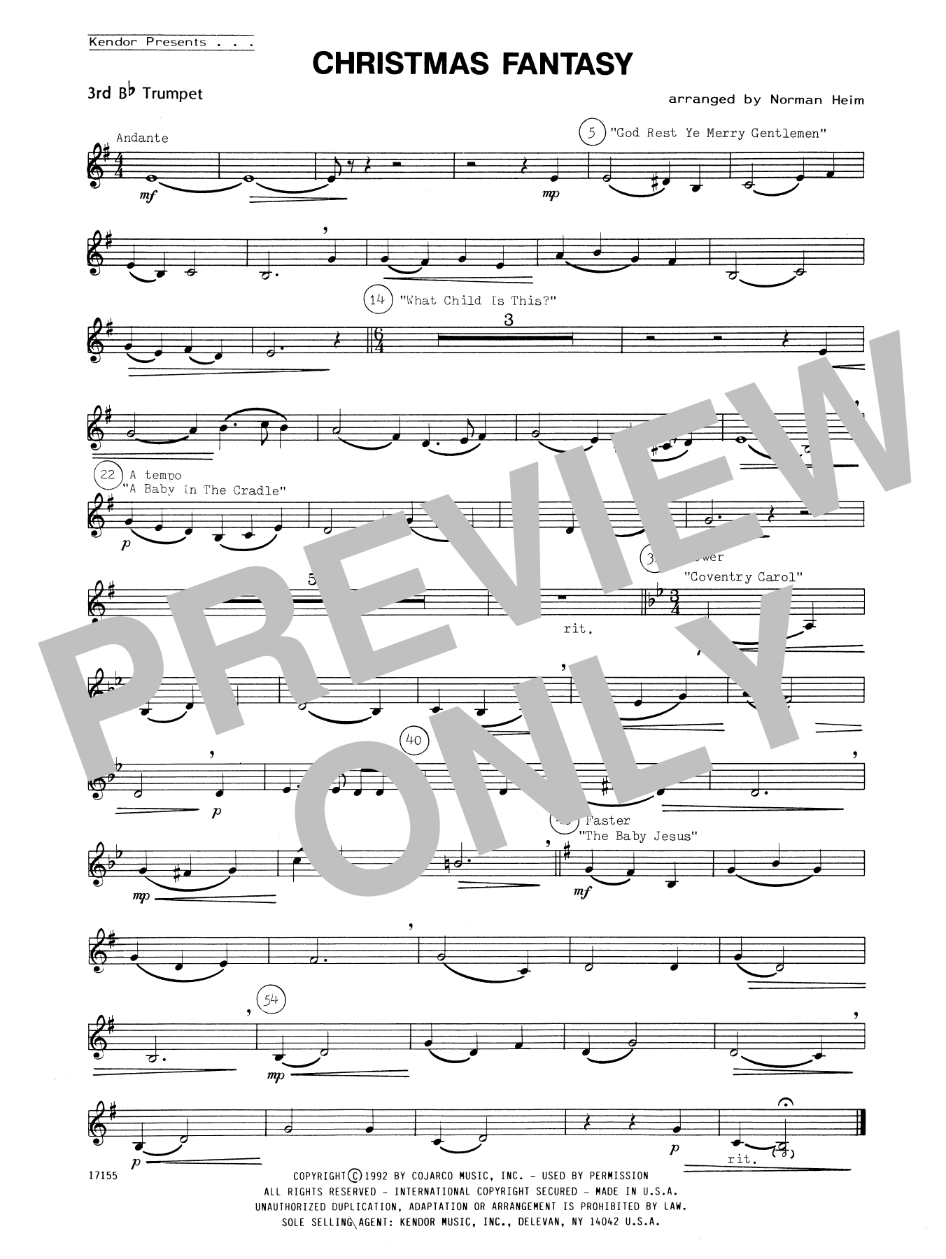 Download Norman Heim Christmas Fantasy - 3rd Bb Trumpet Sheet Music