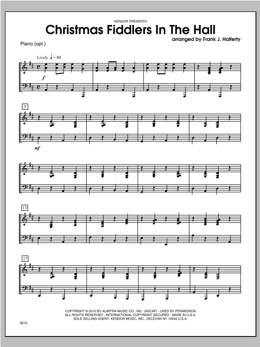 Download Halferty Christmas Fiddlers In The Hall - Piano Sheet Music