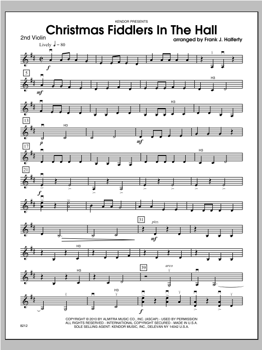 Download Halferty Christmas Fiddlers In The Hall - Violin Sheet Music