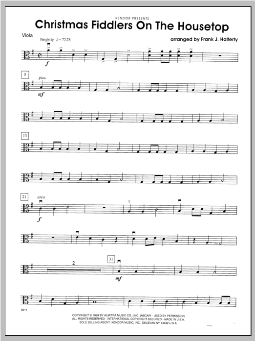 Download Halferty Christmas Fiddlers On The Housetop - Vi Sheet Music