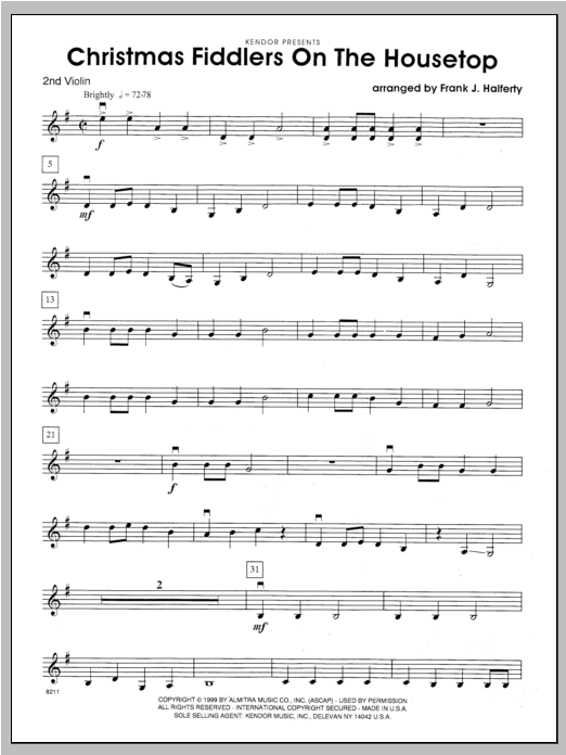 Download Halferty Christmas Fiddlers On The Housetop - Vi Sheet Music