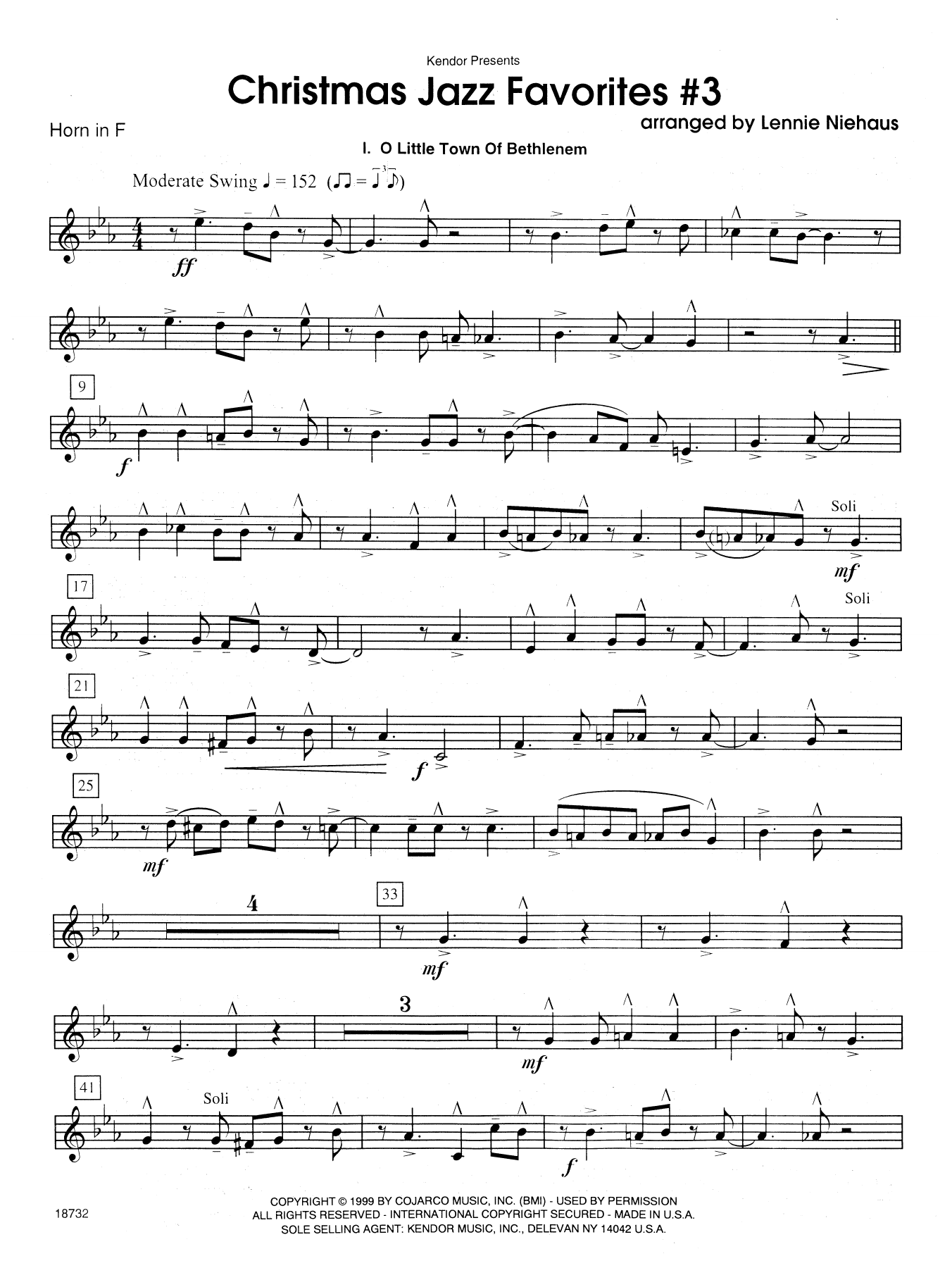 Download Lennie Niehaus Christmas Jazz Favorites #3 - Horn in F Sheet Music