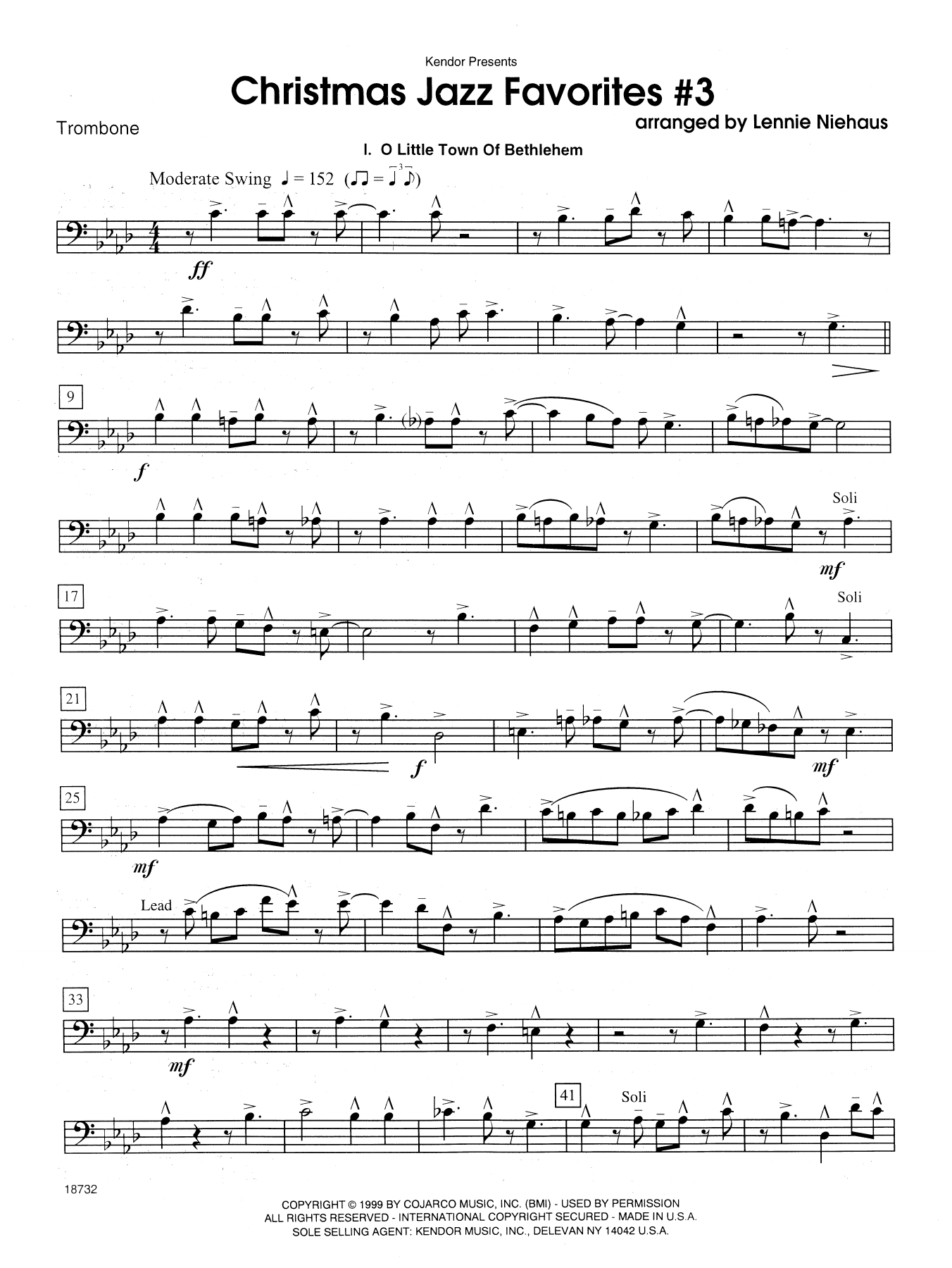 Download Lennie Niehaus Christmas Jazz Favorites #3 - Trombone Sheet Music