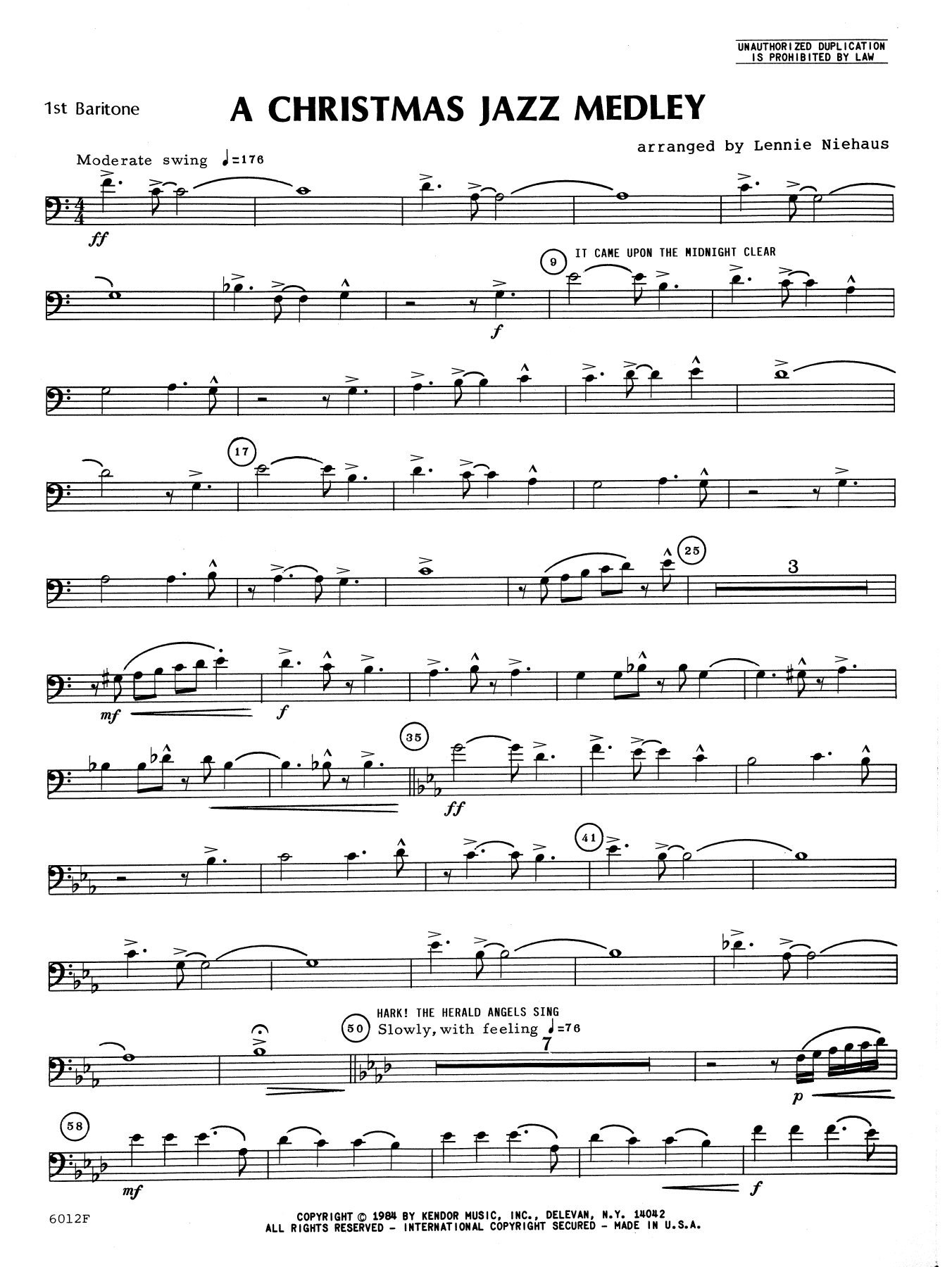 Download Lennie Niehaus Christmas Jazz Medley - 1st Baritone B. Sheet Music