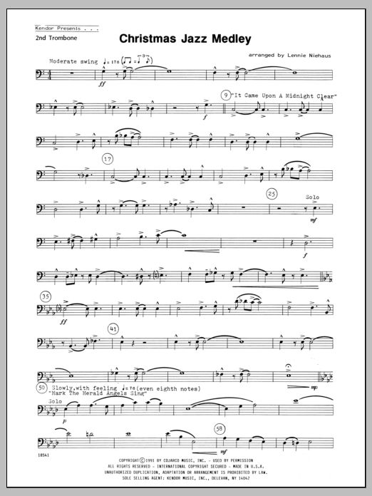 Download Niehaus Christmas Jazz Medley - 2nd Trombone Sheet Music