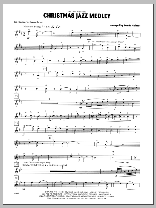 Download Niehaus Christmas Jazz Medley - Soprano Sax Sheet Music